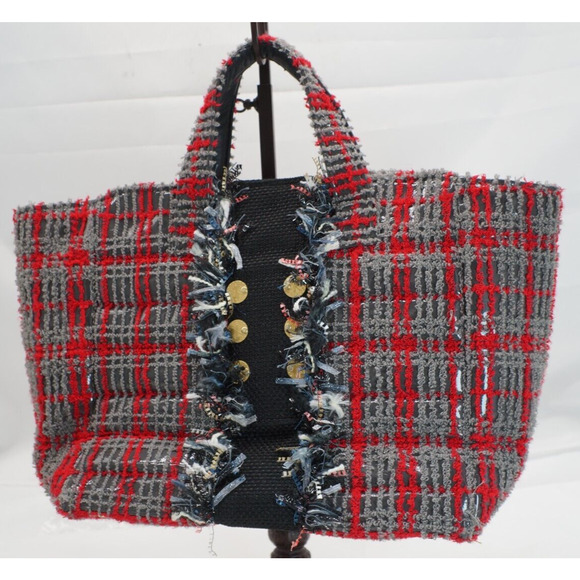 Kooreloo Book Tote Sulya V Grey/Red trim Tote - Picture 1 of 12